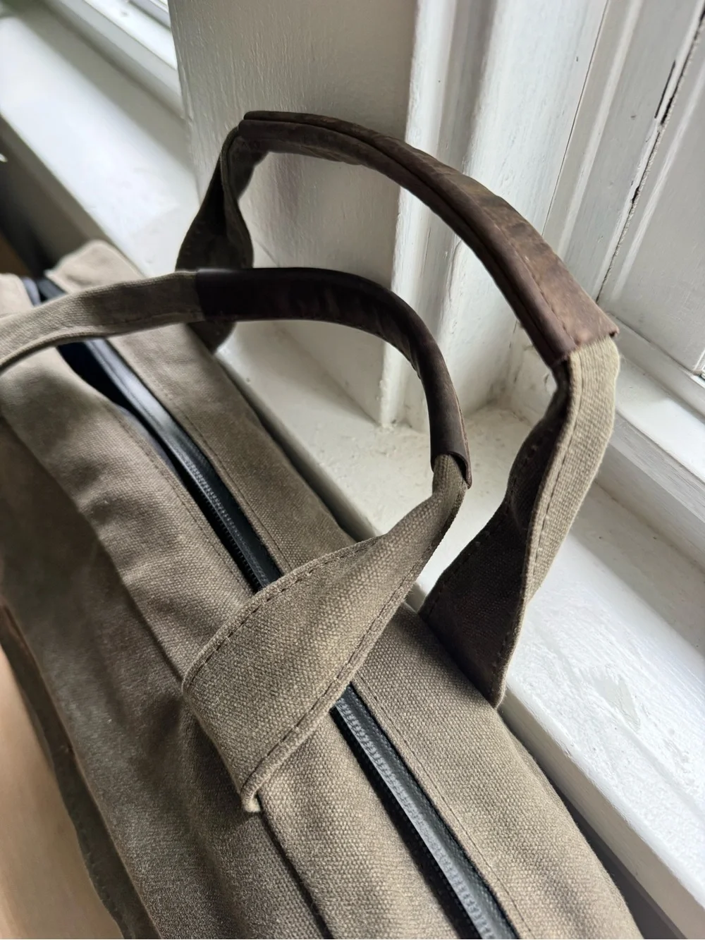 Waxed  Canvas Messenger Bag for Men - Olive